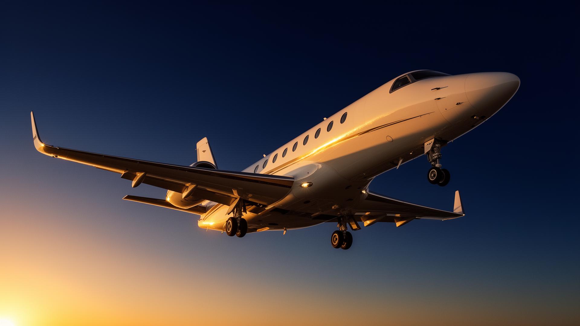 Private jet at sunrise
