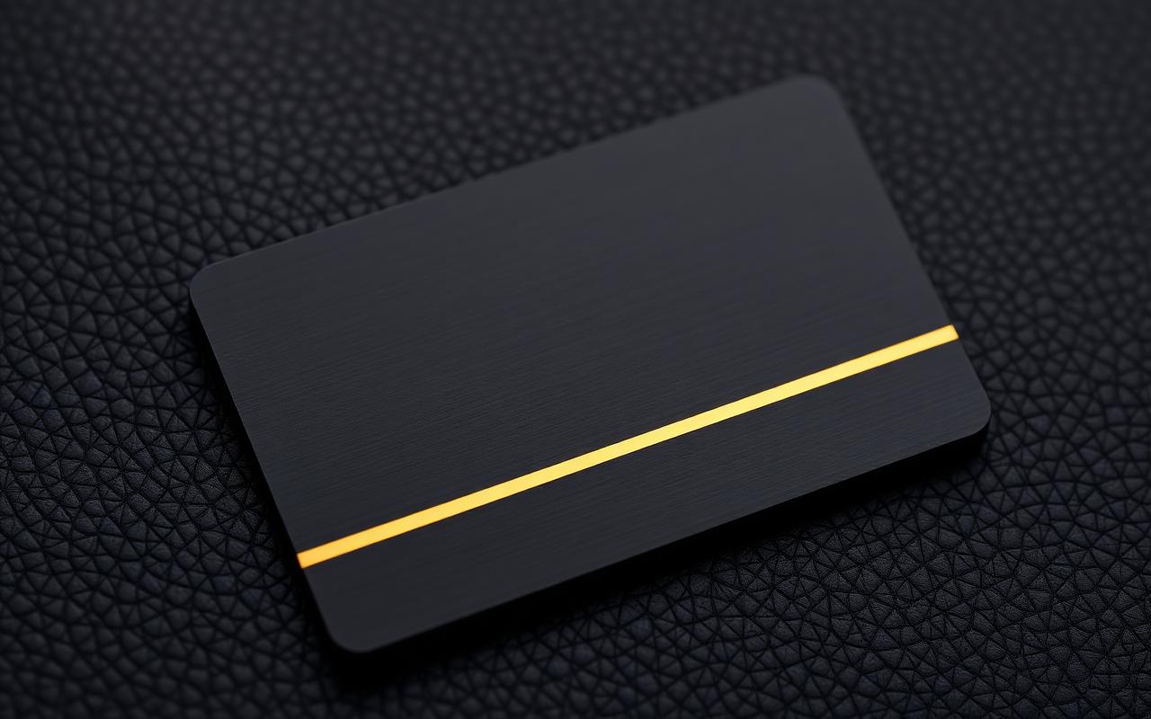 Premium black and gold jet card membership on a dark leather surface